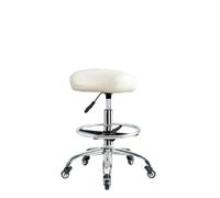 MAQDDO Backrest Lift Swivel Chair Pulley Kitchen Cook Barber Saddle Stool Cosmetic Aesthetic Master para Doméstico(White,S)