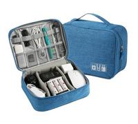 MAQDDO Bolsa de Viaje separada Digital Multifuncional y Gran Capacidad, 2 uds., Bolsa Almacenamiento Cables Datos móviles, for batería Externa para Cables(Lake Blue)