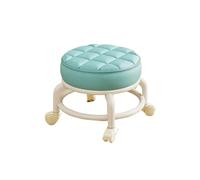 MAQDDO PU Leather Rolling Stool with Wheels - Portable Round Moistur Thickened Seat Cushion, Low Profile para Doméstico(Color3)
