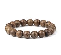 MAQDDO Pulsera de cuentas madera 2 piezas, rosario Buda tibetano, pulseras hechas a mano for hombres y mujeres, meditación yoga, oración para Decoración(19cm,Wooden-10mm)