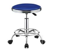 MAQDDO Round Rolling Stool with Foot Rest PU Leather Height Adjustment Modern Industrial Swivel SPA Salon Tattoo Work Massage para Doméstico(Blue)