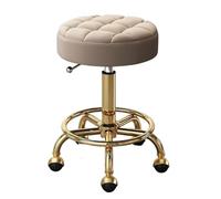 MAQDDO Silla Master for salón de Belleza, Taburete peluquería con Respaldo y Ruedas, Giratorio, mobiliario Comercial para Doméstico(Golden Dark Beige)