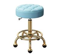 MAQDDO Silla Master for salón de Belleza, Taburete peluquería con Respaldo y Ruedas, Giratorio, mobiliario Comercial para Doméstico(Golden Light Blue)