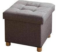 MAQDDO Taburete de Almacenamiento Plegable, reposapiés y Cubo Asiento con Patas Tapa Madera, marrón, 15" x 14,7" para Inicio(Grey)
