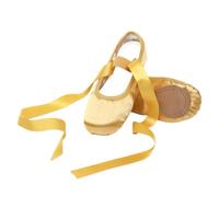 MAQDDO Zapatillas de Ballet for niñas, cómodas, con Suela Suave y Cinta de satén para NiñA Y Mujer(Yellow,32)