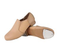 MAQDDO Zapatos de Baile de claqué Unisex de Piel sintética sin Cordones for Mujeres y Hombres Zapatos de Baile Latino for Hombres para Fiestas De Baile(Khaki,10)