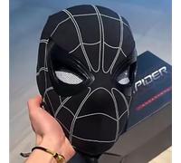 MAQRLT Máscara de héroe de araña con ojos en movimiento, máscara completa de superhéroe de araña realista, lentes móviles, cosplay, color negro