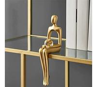 MAQUE Golden Abstract Sitting Sculpture, Thinker Statues Collectible Figurines Composition Crafts Modern Resin Statues Decor for Bookshelf Coffee Table Shelf Desktop Office