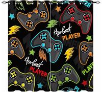 MAQUE Negro Cortinas Salon Dormitorio Juegos 3D Cortinas Salon Opacas Estampadas Cortina Opaca Termica Aislante con Ojales 2 Piezas A 110 x L 215 cm