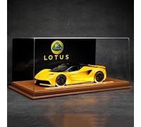 Maqueta Coche Caja Exhibición Colección Modelos Vehículos Superdeportivos Carreras Lotus EVIJA Escala 1:24 con Fondo Cuero Claro(Yellow)
