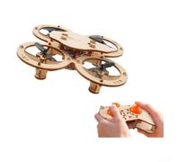 Maqueta de drones de madera, con tecnología de vuelo de 4 ejes para niños y adultos, cuadricóptero teledirigido para bricolaje, diversión en interiores y exteriores, color madera natural, 24 x 19 x 5