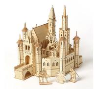 Maqueta de Madera ensamblada Castillo Perdido, Juguetes Hechos a Mano for Construir, Kits construcción for decoración del hogar y la Oficina, 234 Piezas