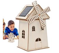 Maqueta de molino de viento solar, kit de bricolaje de 3,27 pulgadas, juguete educativo de madera de 2,76 pulgadas, componentes electrónicos, proyecto educativo creativo, diseño vintage, ideal para el