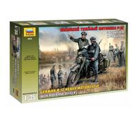 Maqueta De Moto Alemana R-12 Heavy Con Piloto Y Oficial |Zvezda|3632|