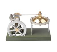 Maqueta de motor vertical retro de metal con cilindro, caldera funcional y mecanismo de volante para demostraciones técnicas, formación y coleccionistas