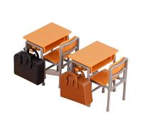 Maqueta De Pequeña Mesa - Kit De Decoración para Casa De Muñecas,Decoración Escolar con Mochilas, Mesas De Estudio Y Accesorios para Habitación Infantil