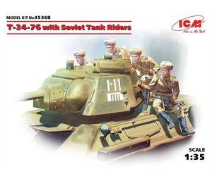 Maqueta Tanque T-34-76 Con Soviet Tank Riders ICM 35368 1/35ème Para