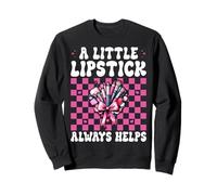 Maquillador MUA Girl Mom A Little Lipstick Always Help Sudadera