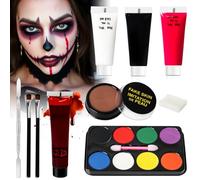Maquillaje Carnaval Halloween, Pinturas cara para Niños Adulto Halloween Sangre Falsa, Kit Maquillaje Halloween Profesional, Pinturas Corporales Para Cicatrices para Teatral Carnaval Disfraz Cosplay