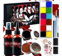 Maquillaje Cosplay Halloween, Kit Maquillaje Halloween Sangre Falsa, Cera para Cicatrices, Pintura Corporal, Crema Sangre Falsa, Ideal para Cosplay, Halloween, Fiestas y Carnavales