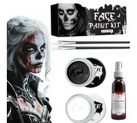 Maquillaje de carnaval negro y blanco, maquillaje de Halloween, maquillaje de teatro, juego de sangre artificial, maquillaje de Halloween, para arte, teatro, Halloween, carnaval, cosplay, maquillaje