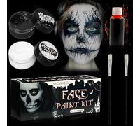 Maquillaje de Halloween, colores corporales en blanco y negro, juego de maquillaje de payaso de Halloween, colores de pintura corporal para maquillaje teatral, maquillaje de carnaval, fiesta de
