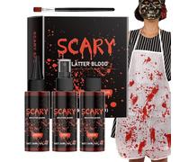 Maquillaje de Halloween con sangre coagulada - Juego de pintura de sangre corporal - Maquillaje de sangre falsa lavable de Halloween para reuniones de maquillaje, película de terror