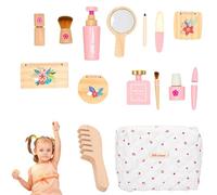 Maquillaje de madera, Set de maquillaje de madera, Kit de maquillaje para niñas pequeñas, Salón de belleza para niños, juguetes para juego de imitación para niños pequeños, kit de juguetes de aprendiz
