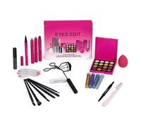 Maquillaje de ojos, juego de maquillaje de ojos - Kit de combinación de maquillaje de ojos - Máscara, paleta de sombras de ojos, rizador de pestañas, plantilla de sello de cejas, cepillo de sombra de