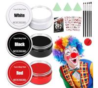 Maquillaje de payaso para Halloween, color negro, blanco y rojo, maquillaje con 5 pinceles, crema de maquillaje de vampiro para Halloween, color corporal, color del cuerpo, SFX, bromista, gótico
