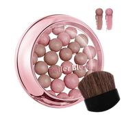 Maquillaje de rubor: maquillaje esférico de 15 g, bolas de rubor, color de mejillas de larga duración | Fórmula brillante para construir con cepillo incluido, bola nacarada de contorno natural para to