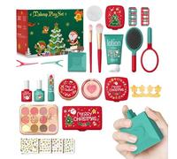 Maquillaje de simulación para niños pequeños, juego de cosméticos falsos de Navidad para niñas, kit de maquillaje de simulación sin olor para preescolar, guardería, hogar, niñas de 3 a 5 años, jardín