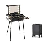 Maquillaje de Tren Maleta con Ruedas, Rolling de Aluminio Maletín de Maquillaje Profesional Estuche, Maquillaje Trolley Maleta con Luces LED Estación, Maletín para Cosméticos Gran Capacidad (Size : C