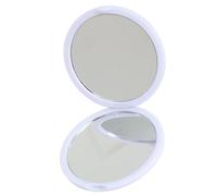 Maquillaje de viaje, diseño plegable con reflejo de vidrio de doble cara, portátil, redondo, espejo cosmético, White, Talla única