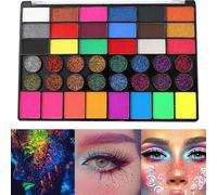 Maquillaje Facial,Paleta De Maquillaje Fluorescente De 42 Colores Para Halloween - para Halloween, Fiestas, Carnavales, Teatro - Segura y Fácil de Lavar
