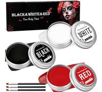 Maquillaje Halloween Blanco Negro Rojo - Halloween Pinturas Cara para Niños Adulto, Kit Maquillaje Halloween Makeup Profesional Face Paint Body Painting para Carnaval Teatral Vampiro Zombie SFX