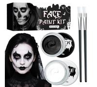 Maquillaje Halloween Blanco y Negro, Kit Maquillaje Halloween Profesional,Pinturas cara para Niños Adulto, Pinturas cara Carnaval Corporales para Teatral Fiesta Cosplay, vampiro, enfermera