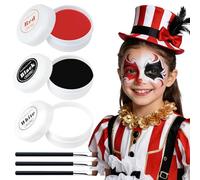 Maquillaje Halloween, Pintura Facial de Halloween, Maquillaje Blanco Negro Rojo, Pintura Cara Halloween Maquillaje Makeup para Niños Adulto, para Halloween Art Theatre Cosplay Clown(50G*3)