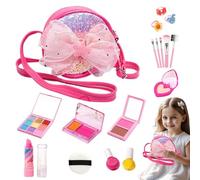 Maquillaje lavable para niñas pequeñas, Maquillaje lavable para niños Juguetes para niñas,26X juguetes de fantasía lavables cosméticos reales para niños pequeños - Juego de maquillaje real que incluye