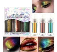 Maquillaje multichrome de camaleón, sombra de ojos holográfica de camaleón,3 piezas Sala de ojos líquidas Glitter - Kit de maquillaje de pigmento alto y largo y duradero para niñas