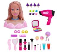 Maquillaje Para Cabeza De Muñeca Para Peinar El Cabello, Juguetes Para Niñas, Práctica Para Niños, Juego De Simulación, Conjunto De Belleza Con Secador De Pelo, Cepillos De Corona, Accesorios