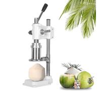 Máquina abridora de cocos, herramienta for cortar cocos, prensa manual, perforadora, acero inoxidable + base de fundición for uso comercial doméstico.(White)