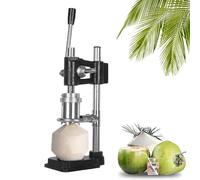 Máquina abridora de cocos, herramienta for cortar cocos, prensa manual, perforadora, acero inoxidable + base de fundición for uso comercial doméstico.(Black)