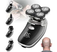 Maquina Afeitar Cabeza, Recargable Afeitadora Cabeza Hombre Navaja de cabeza calva USB Afeitadoras rotativas Sin cable Impermeable Afeitadora para la Calva Barbero con Cepillo