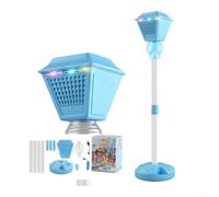 Máquina automática de burbujas resistente con luces vibrantes y sonido, diseño a prueba de fugas con soporte ajustable para uso doméstico y fiesta (azul)