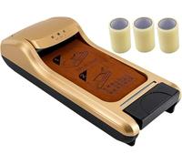 MáQuina AutomáTica de Film para Calzado con Pedal, Dispensador PortáTil AutomáTico de Cubrezapatos Desechables con Recambio de 3 Rollos de Film(3-khaki)