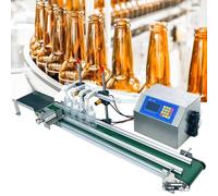 Máquina automática de llenado de transportador de líquidos, máquina embotelladora de control digital de acero inoxidable para llenado de botellas de perfume, agua, leche con 4 cabezales