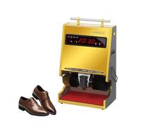 Máquina automática de lustrado de zapatos, pulidora eléctrica totalmente automática para zapatos de cuero, visualización de tiempo, cepillo de combinación doble, funcionamiento manos libres para el