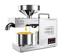 Máquina automática de prensa de aceite de 820 W, acero inoxidable 304, extractor comercial de nueces y semillas calientes y frías para aceitunas, cacahuetes y sésamo