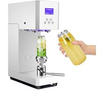 Máquina automática de sellado de latas, máquina selladora eléctrica de vasos de 370 W con mostrador y pantalla LED, 5,5 cm de diámetro, 11,5 a 17 cm de altura, máquina tapadora de cierre, color blanco